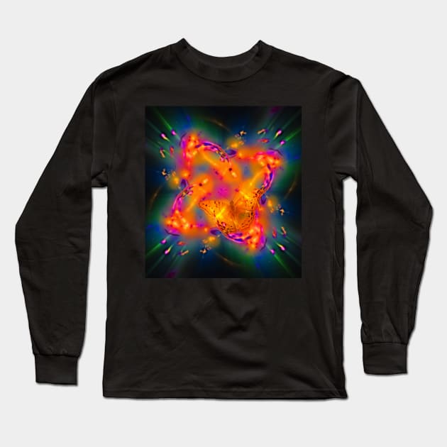 Butterfly in a radioactive explosion Long Sleeve T-Shirt by hereswendy